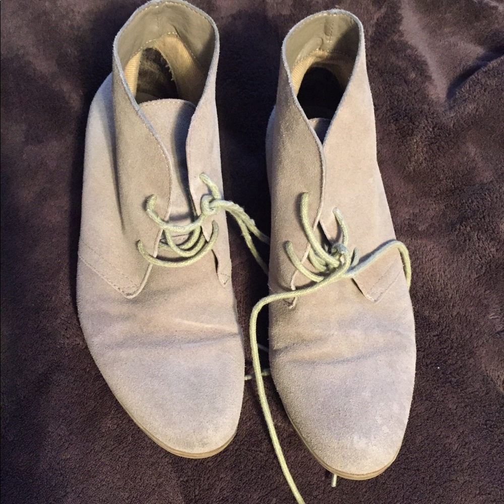 Grey suede lace up ankle boots